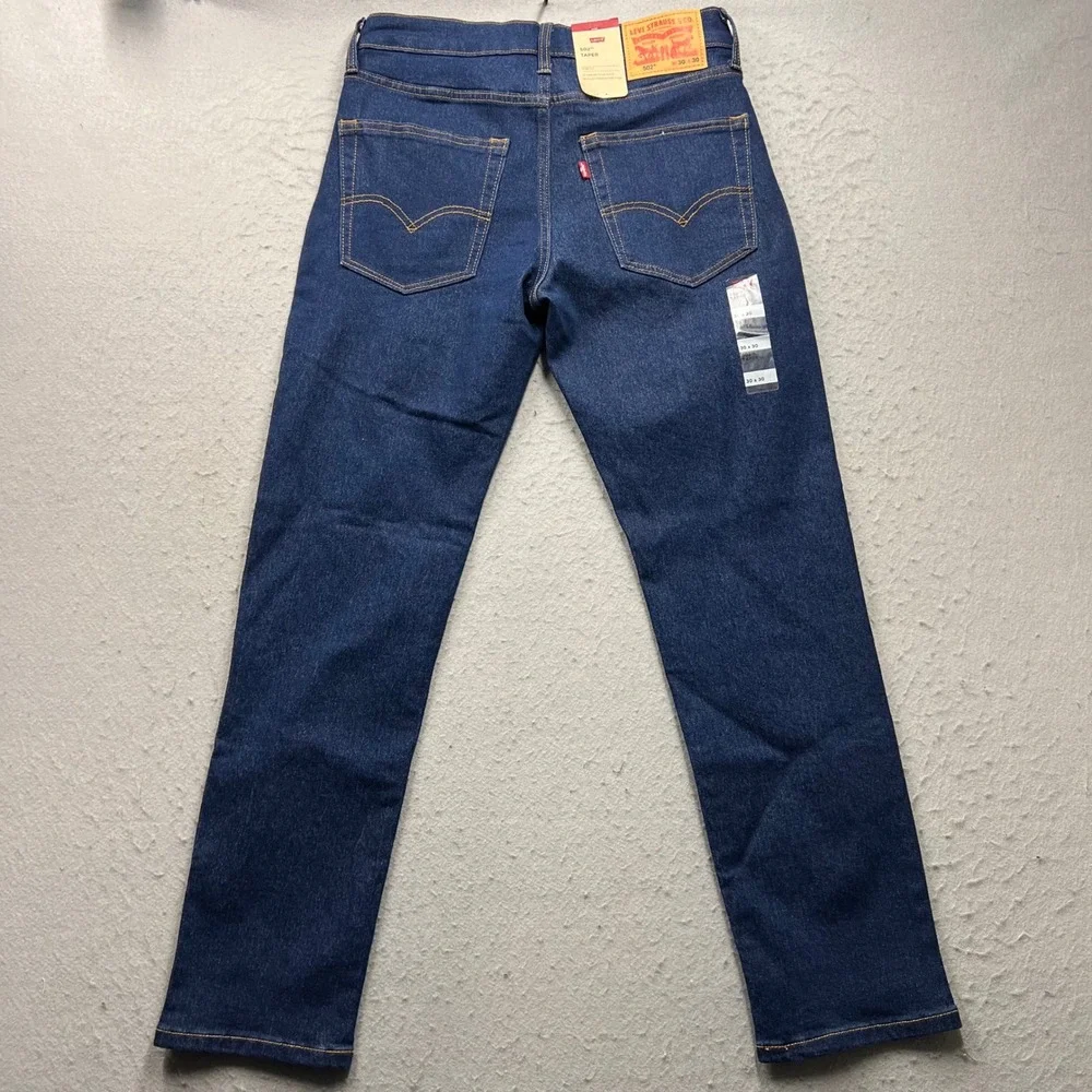 Levis 502 Taper Jeans Mens 30x30 Dark Wash Blue Stretch Denim 29507-0000 NEW